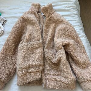 I.AM.GIA Plush Teddy Zip Jacket - Beige